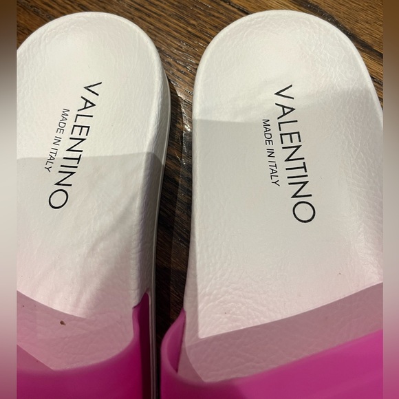 Valentino White and Pink Slide Sandals - Picture 5 of 6